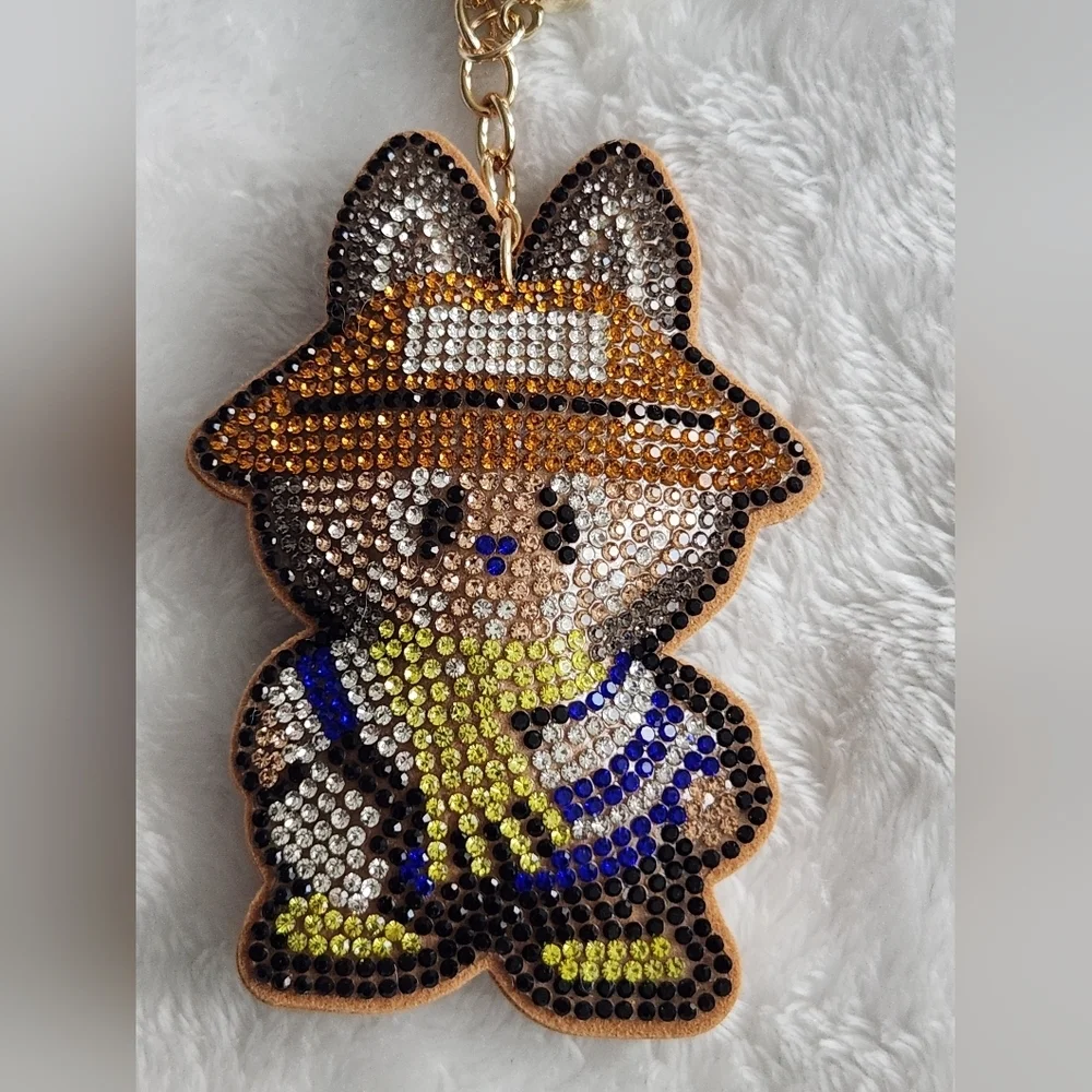 Cute Rhinestone Labubu Keychain with Tassel Bag Charm